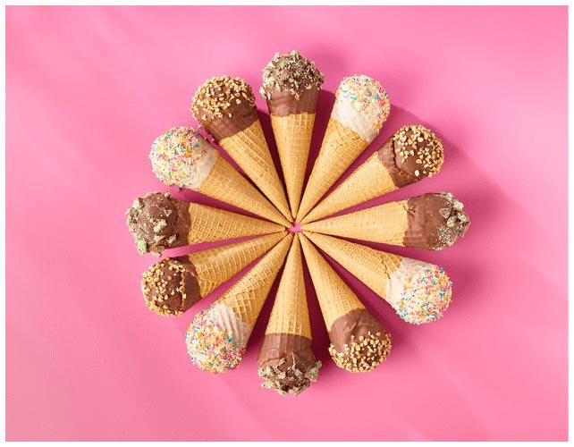 circle of nicecream conez ice cream cones