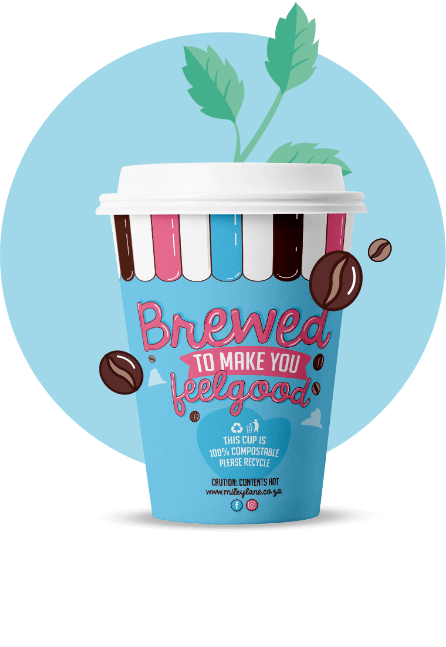 takeaway coffee cup with text