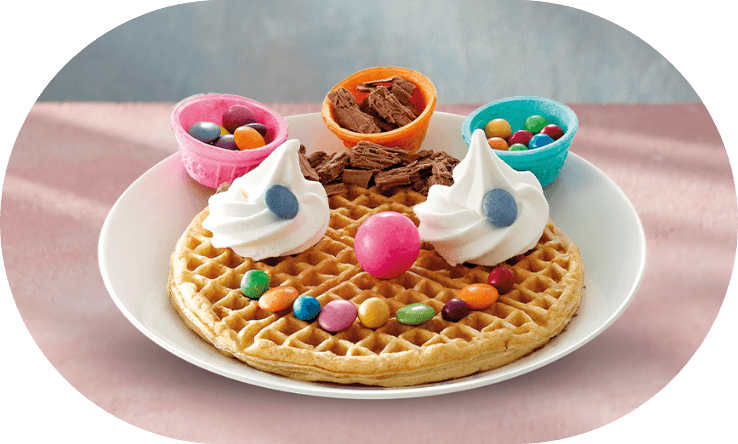waffle face with ice cream ans smarties