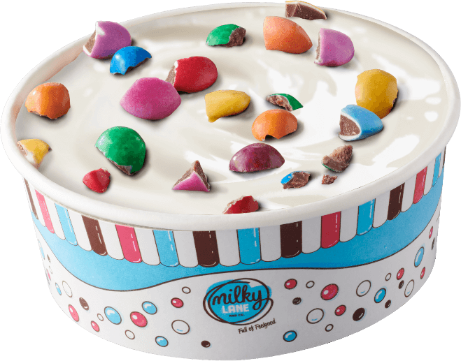 Tub of ice cream with smarties