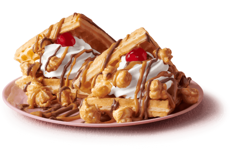 Popcorn and caramel waffle