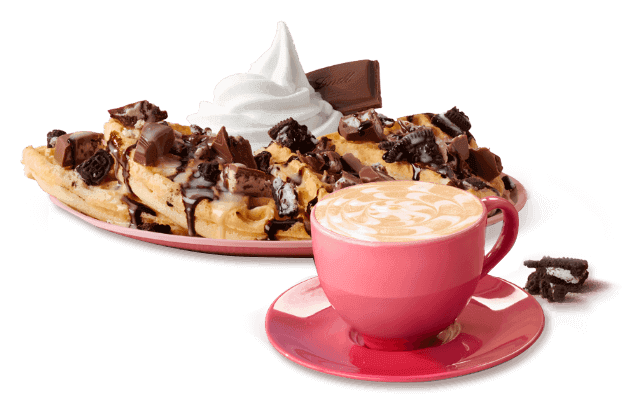 Lindt chocolate waffle with a cappuccino