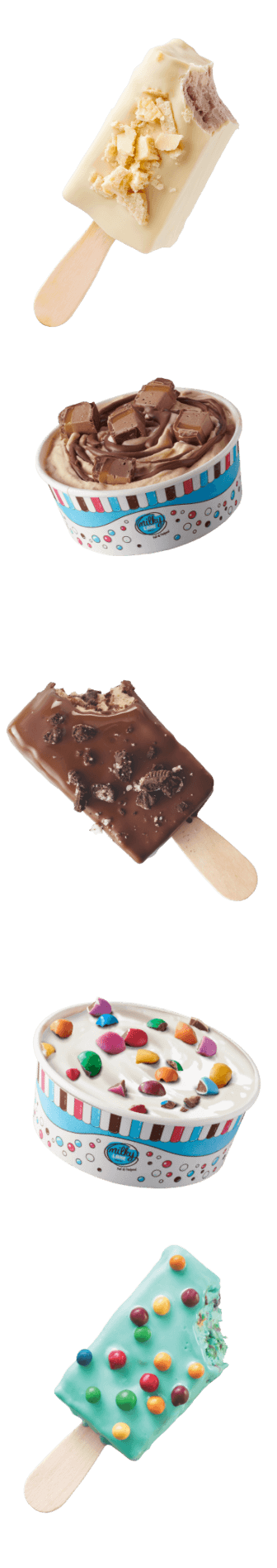 Ice cream sticks and ice cream cups