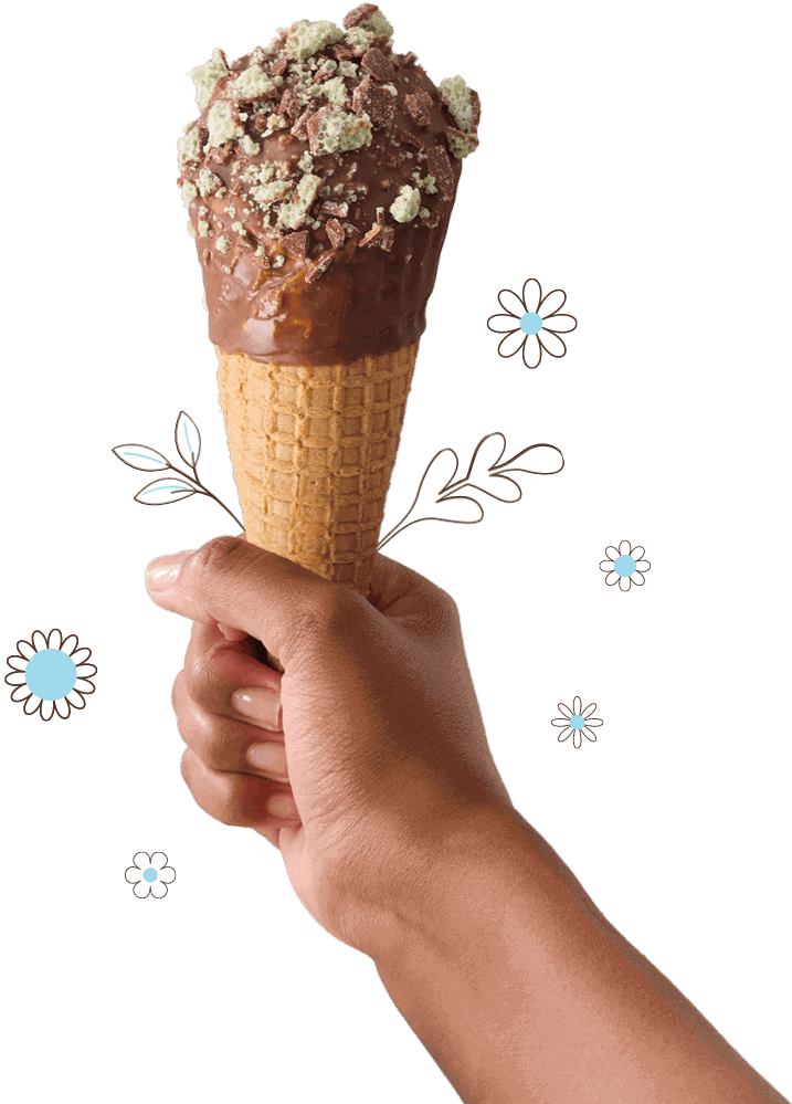Ice cream cone dipped in chocolate with peppermint sprinkles