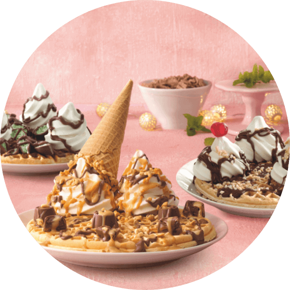 Waffles and sweet toppings from Milky lane