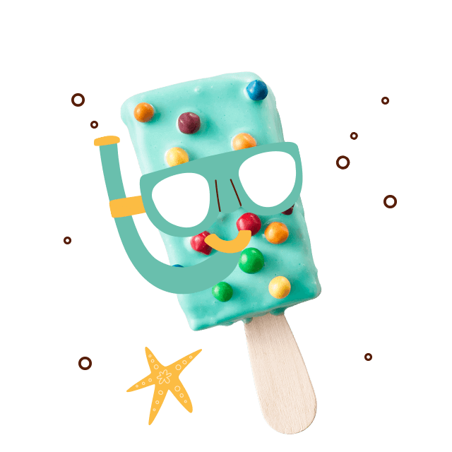 Ice cream stick with animated snorkel